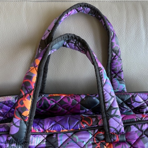 DOLCEZZA large quilted fabric travel bag multicolour purple with shoulder strap - Picture 4 of 16